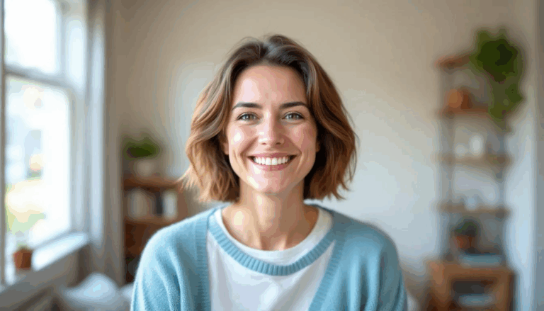 A woman with a warm smile is depicted, radiating positivity and approachability. Her expression conveys a sense of well-being, which aligns with the values of health programs and the importance of regular check-ups, such as those offered by Aetna Medicare providers.