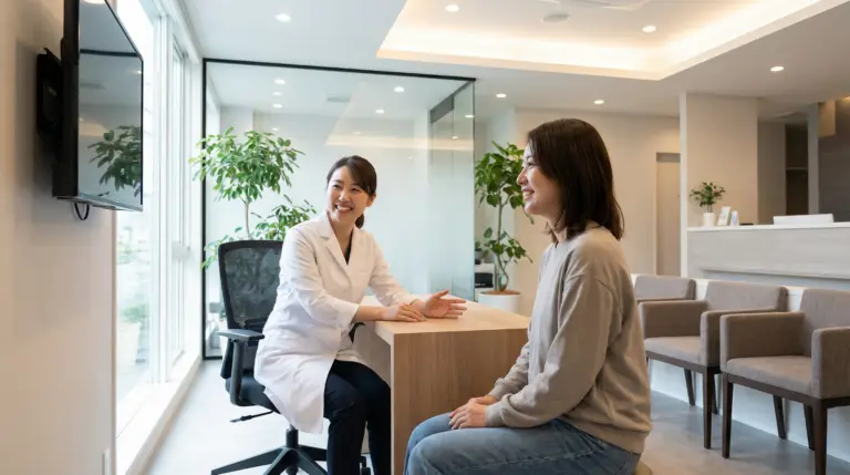 Doctor consulting with patient in modern clinic office