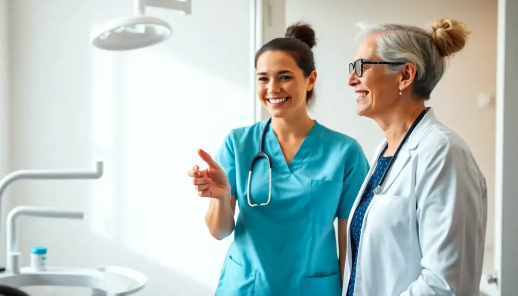A female dentist welcoming a patient at a modern Corona dental practice