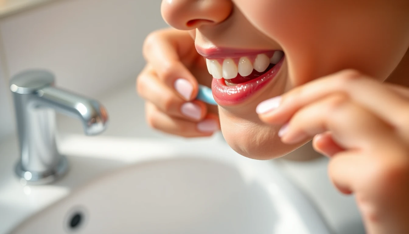 A person brushing with a soft-bristled toothbrush for sensitive teeth