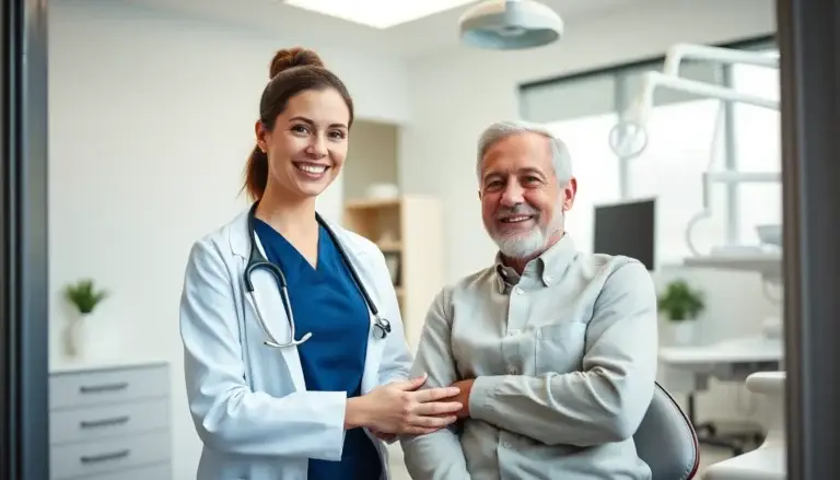 A female dentist welcoming a patient at a modern Corona dental practice