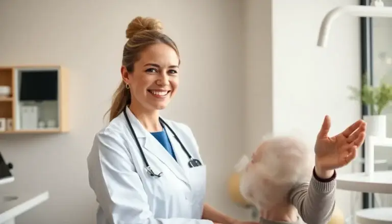 A female dentist welcoming a patient at a modern Corona dental practice