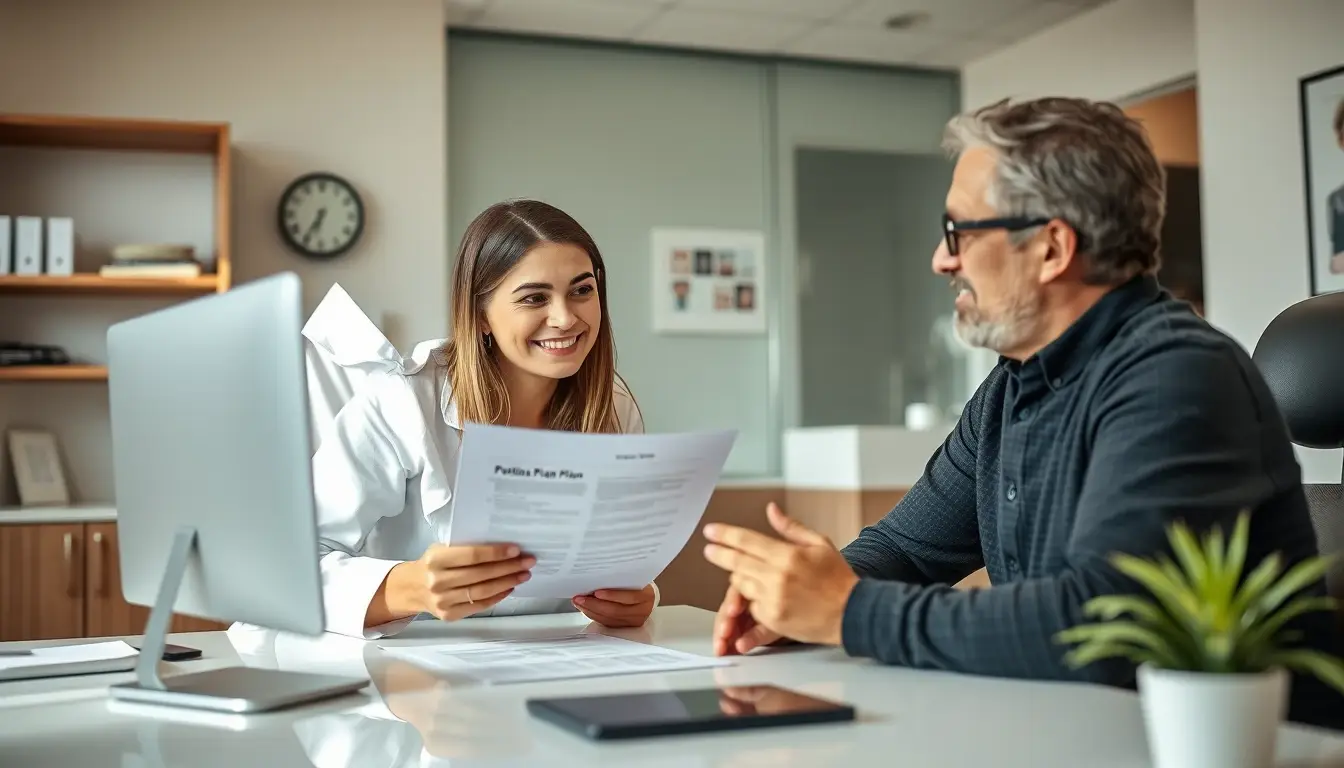 A patient reviewing dental plan options with a dental office team member